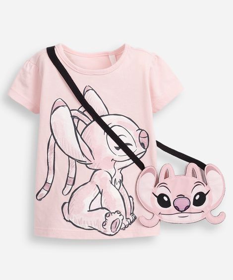 Blusa infantil com bolsinha angel rosa