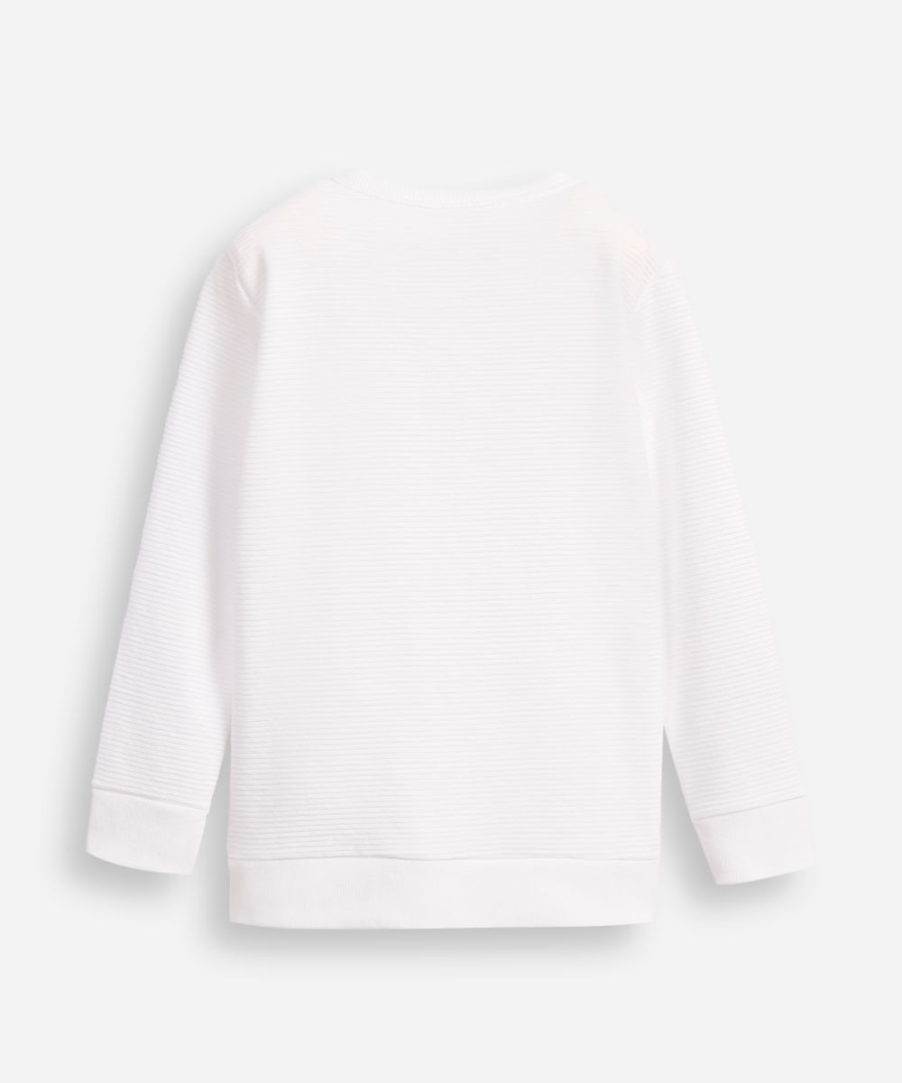 blusa de algodão texturizada infantil manga longa sonic branca