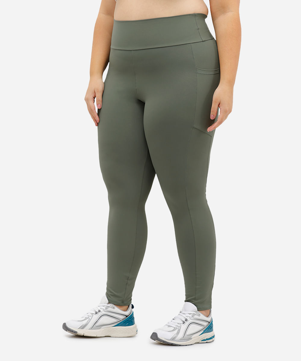 calça legging plus size com bolso esportiva verde
