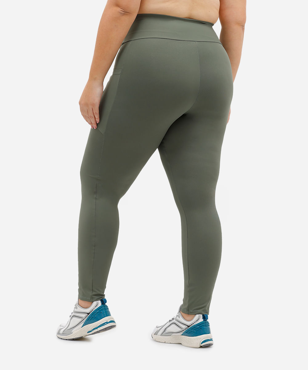 calça legging plus size com bolso esportiva verde