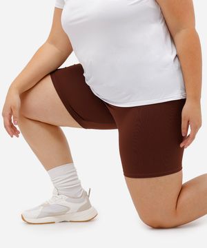 bermuda ciclista plus size esportivo ace preto - marrom
