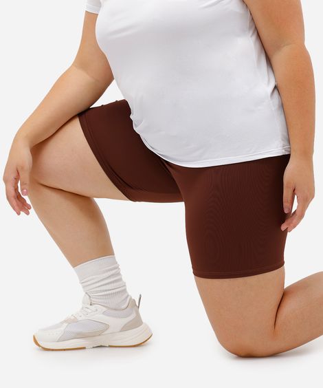 bermuda ciclista plus size esportivo preto - marrom
