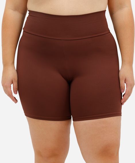 bermuda ciclista plus size esportivo preto - marrom
