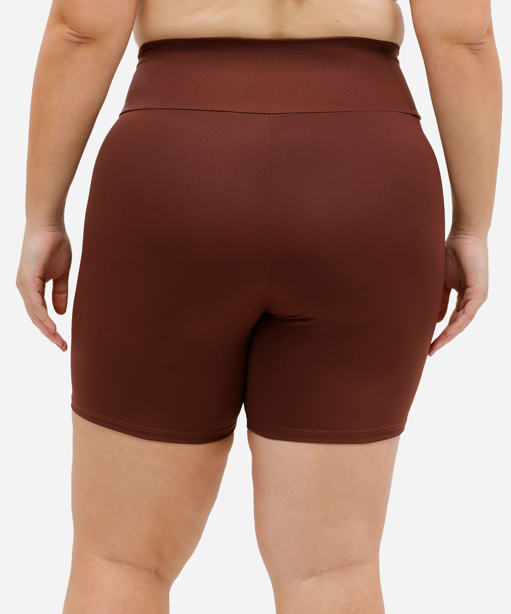 bermuda ciclista plus size esportivo preto - marrom