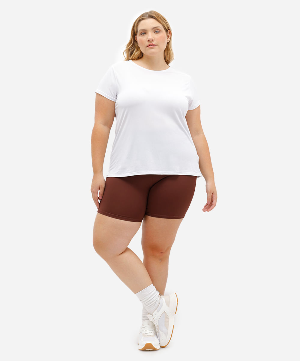 bermuda ciclista plus size esportivo preto - marrom