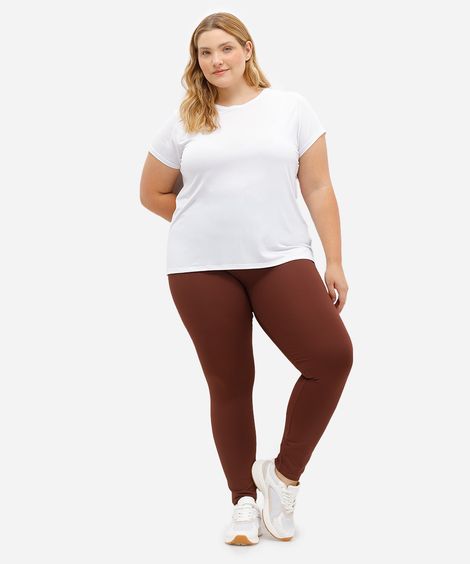 calça legging plus size básica preta - marrom