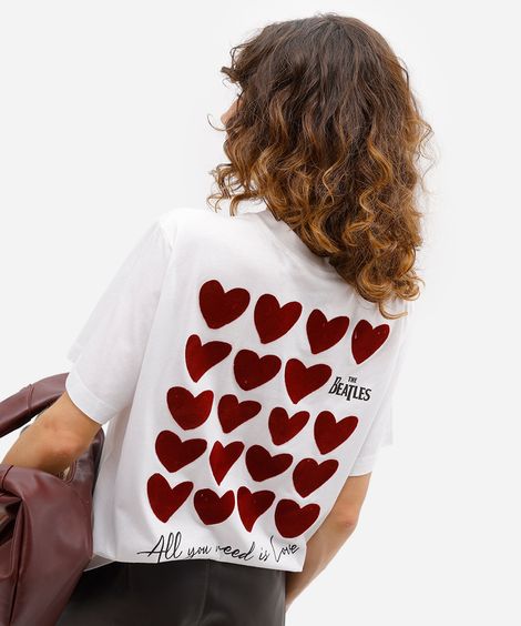 camiseta unissex de algodão texturizada all you need is love the beatles off white