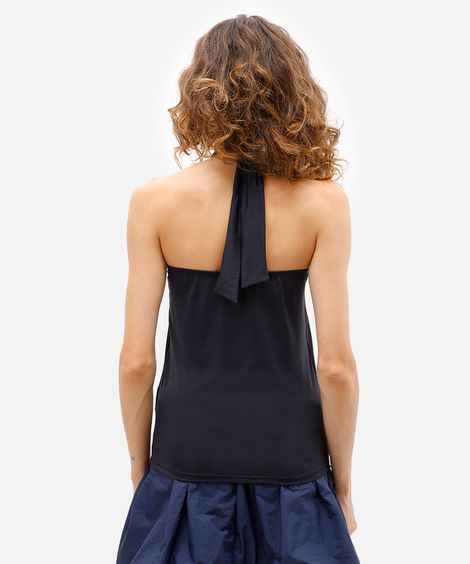 regata halterneck de poliamida com fivela preta