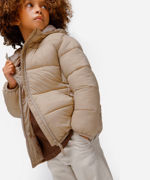 jaqueta puffer infantil - bege medio