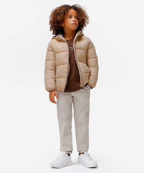 jaqueta puffer infantil - bege medio
