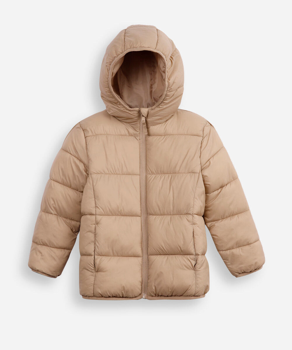 jaqueta puffer infantil - bege medio