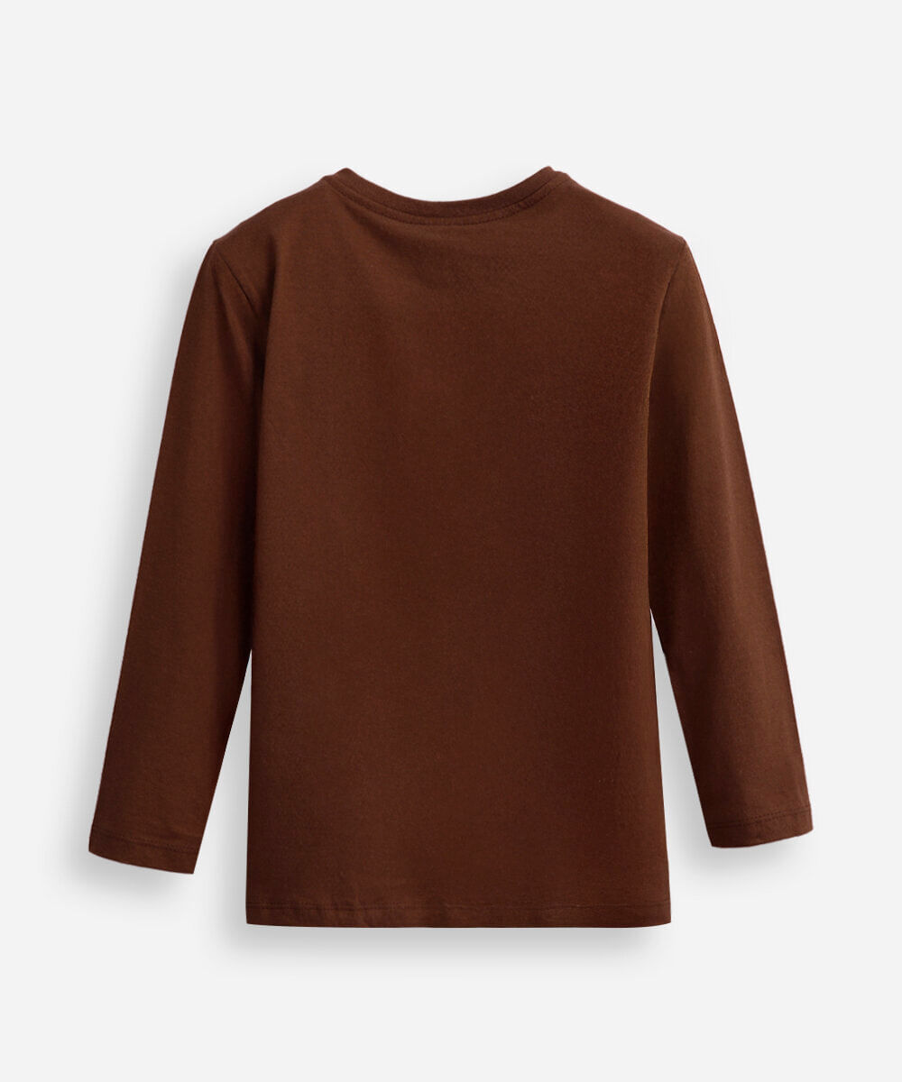 blusa de algodão infantil manga longa skate marrom