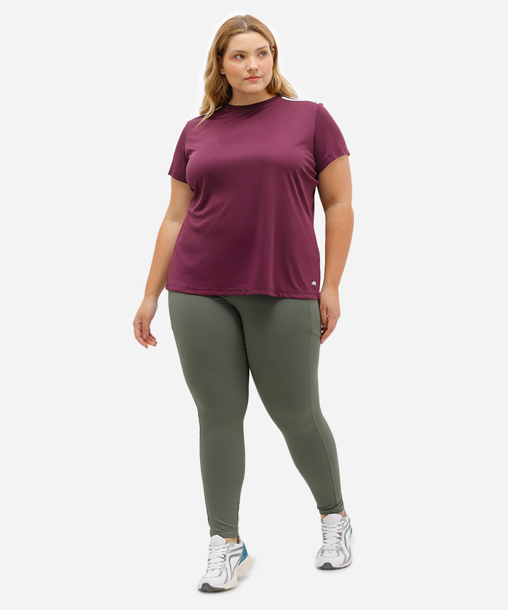 camiseta com listras plus size esportiva ace vinho