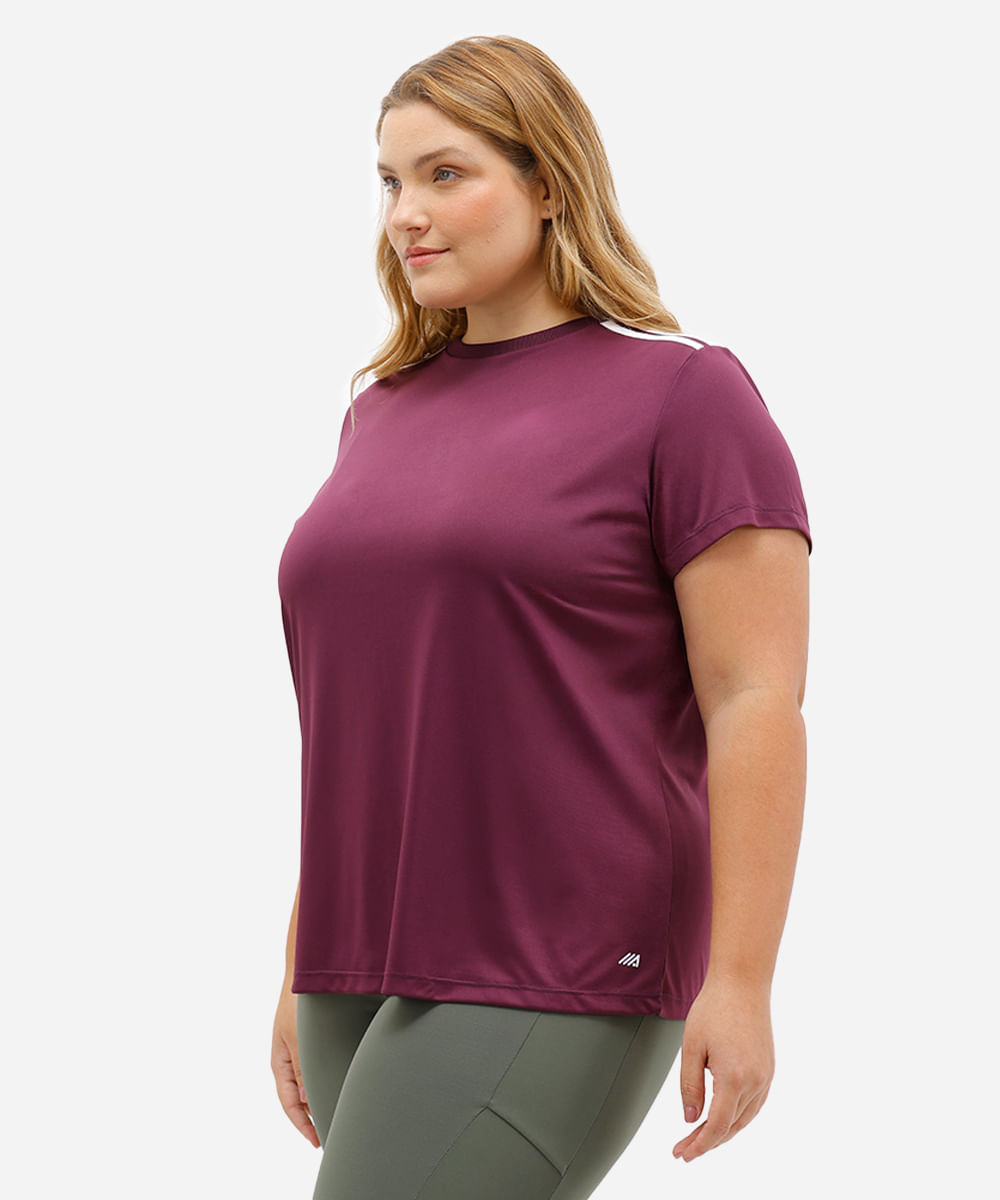 camiseta com listras plus size esportiva ace vinho