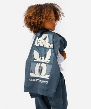 blusão de moletom infantil com capuz sonic azul