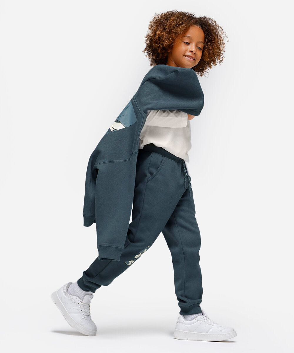 calça jogger infantil de moletom sonic azul