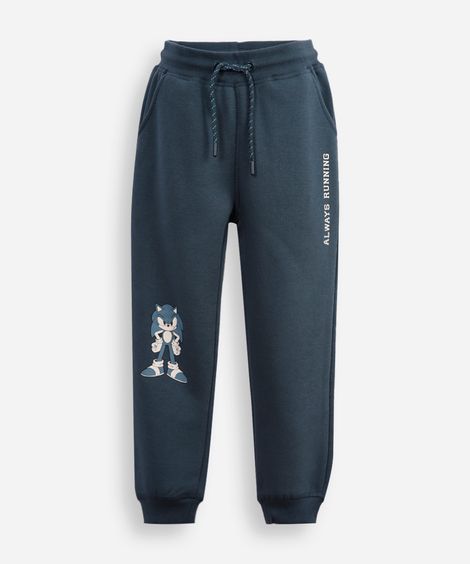 calça jogger infantil de moletom sonic azul