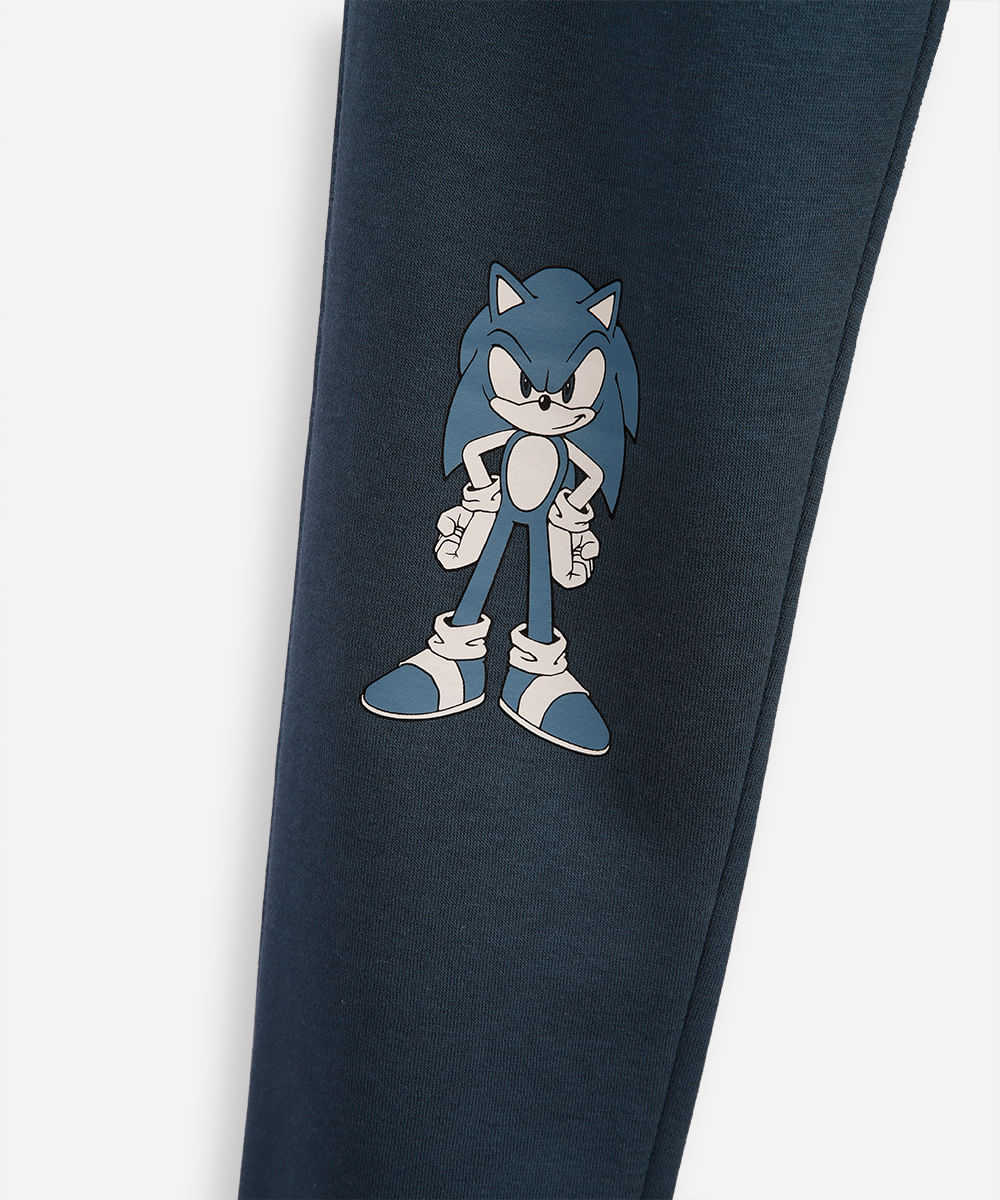 calça jogger infantil de moletom sonic azul