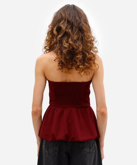 blusa balonê feminina sem alça vinho
