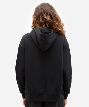 blusão feminino de moletom felpado com capuz preto