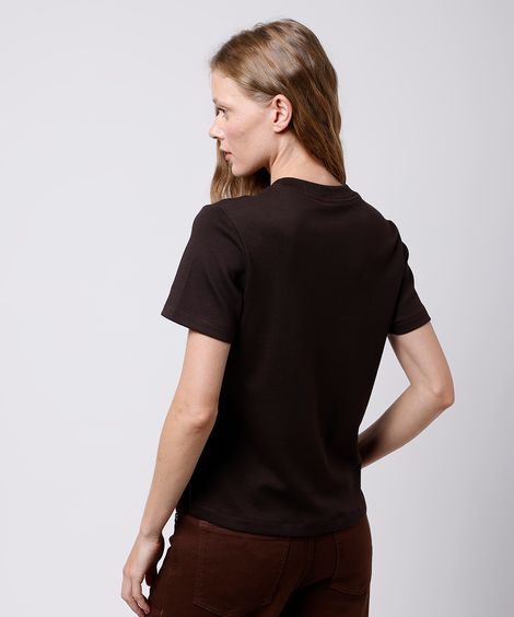 camiseta classic feminina de algodão peruano mindset marrom