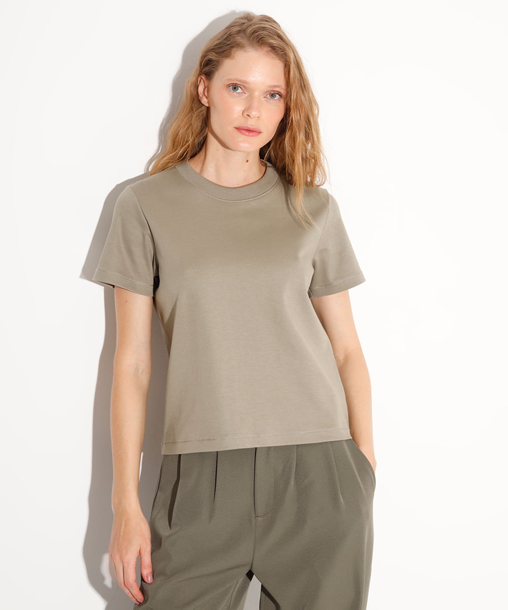 camiseta classic feminina de algodão peruano mindset verde
