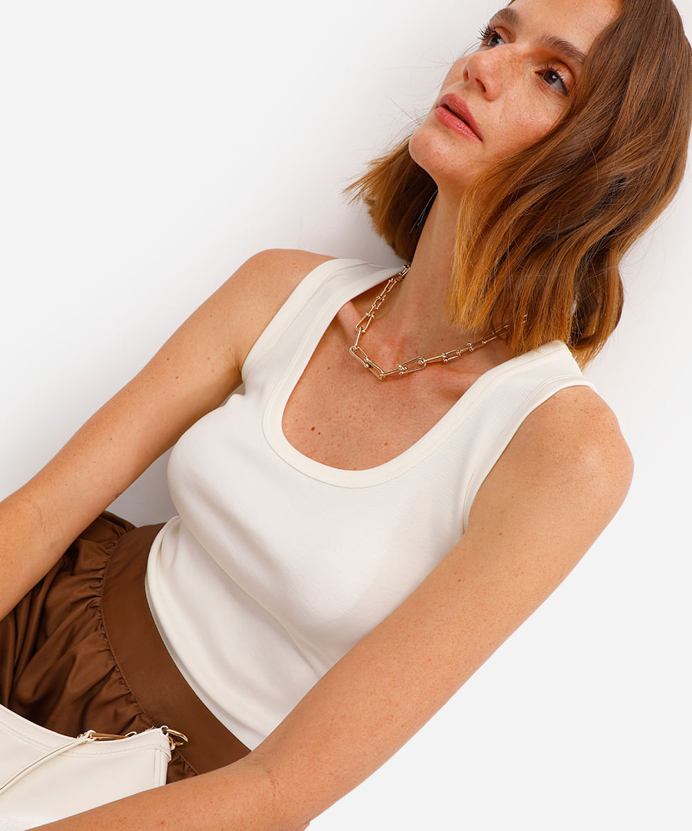 regata básica feminina algodão peruano off white