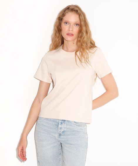 camiseta classic feminina de algodão peruano mindset bege