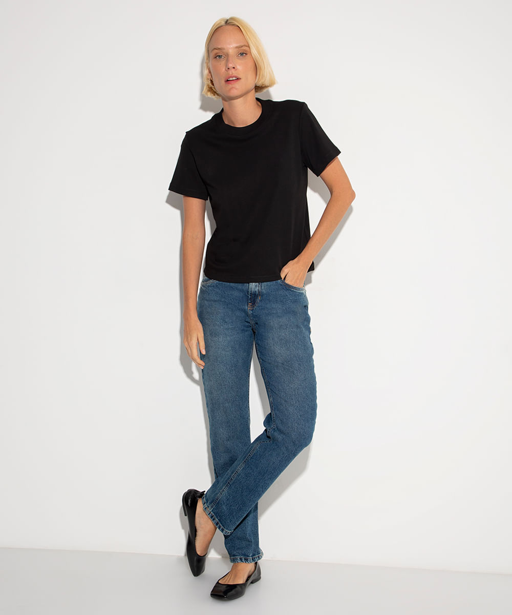 camiseta classic feminina de algodão peruano mindset preta