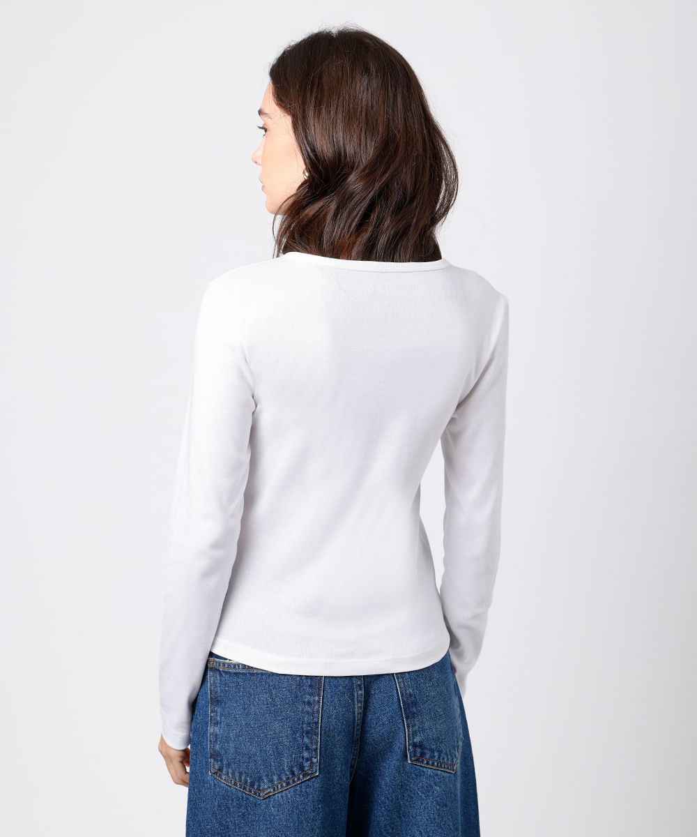 blusa feminina de algodão peruano manga longa branca