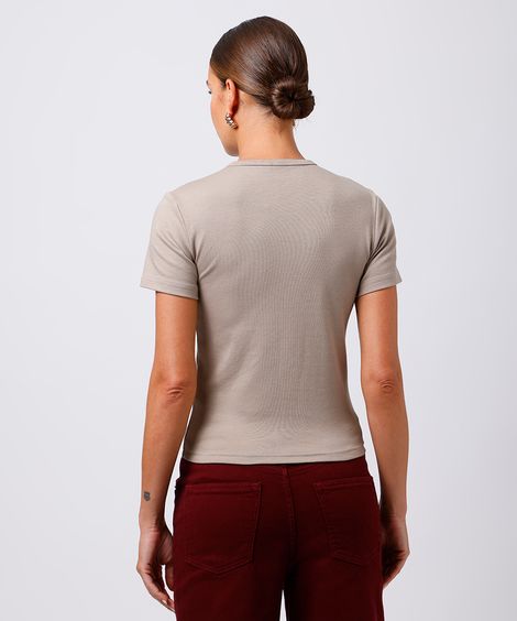 camiseta baby tee feminina de algodão peruano mindset bege