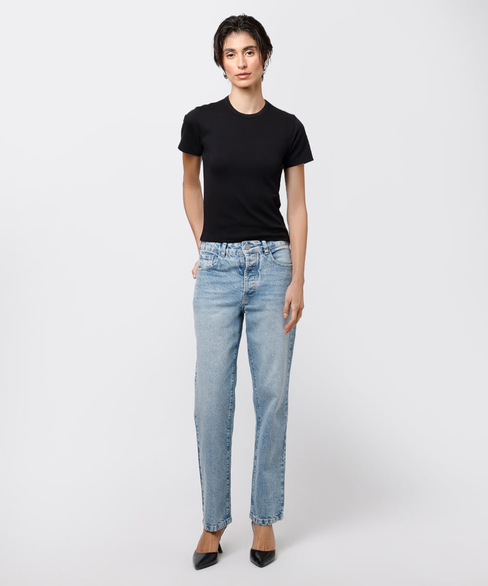 camiseta baby tee feminina de algodão peruano mindset preta