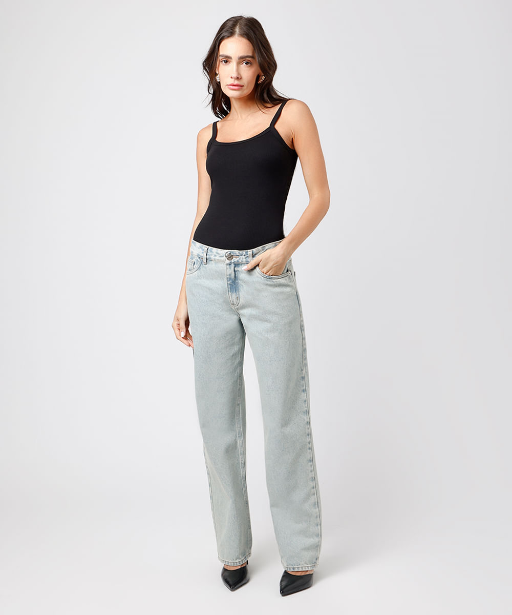 regata feminina de algodão peruano canelada mindset preta