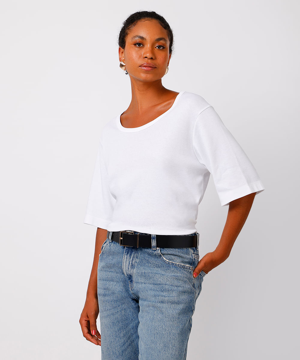 camiseta oversized feminina de algodão peruano mindset branca