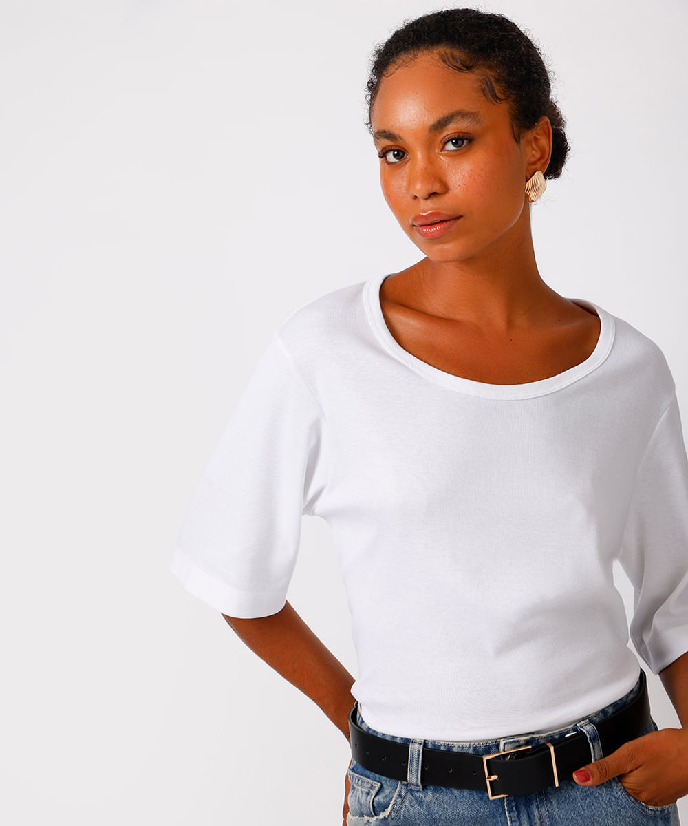 camiseta oversized feminina de algodão peruano mindset branca