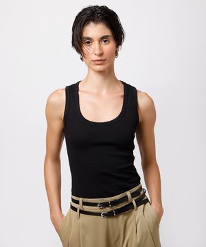 regata slim top feminina de algodão peruano mindset preta