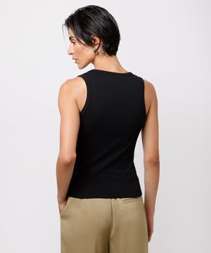 regata slim top feminina de algodão peruano mindset preta