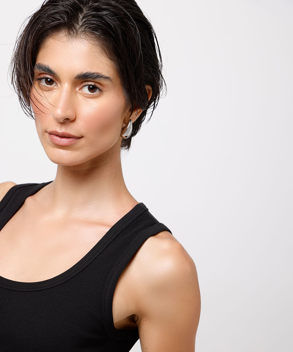 regata slim top feminina de algodão peruano mindset preta