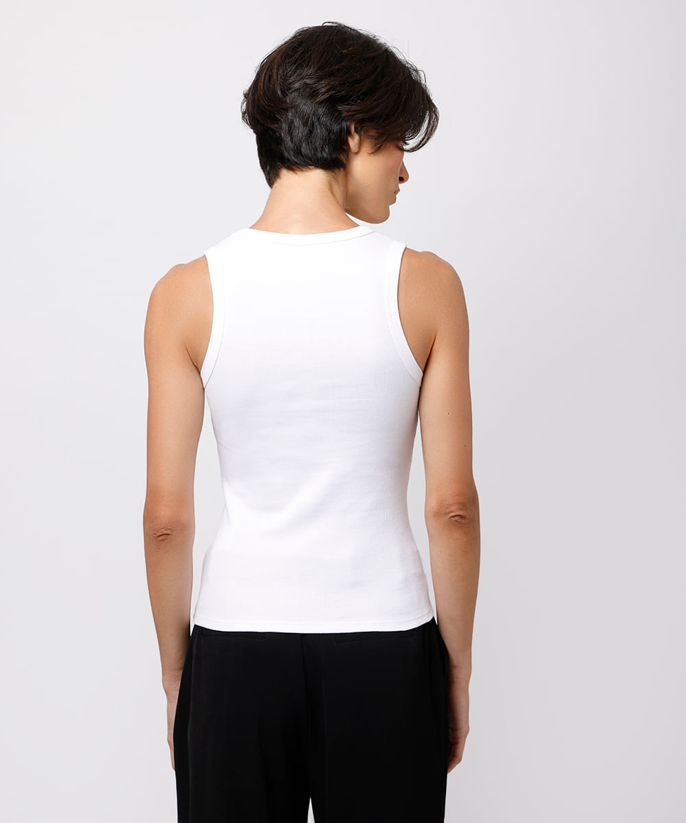 regata slim top feminina de algodão peruano mindset branca