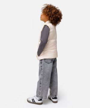 colete puffer infantil alongado bege