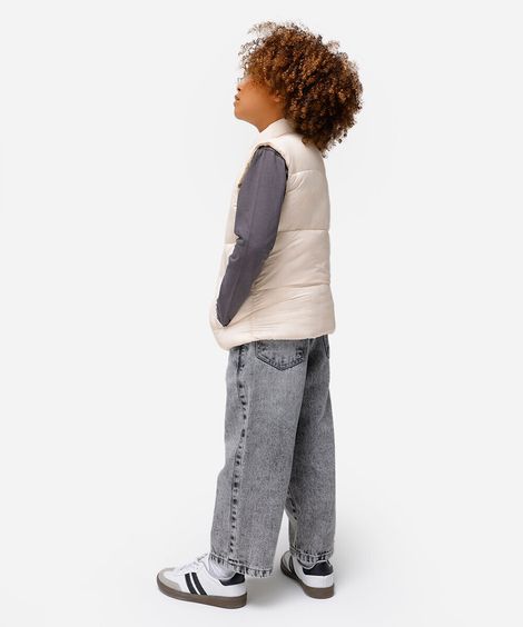 colete puffer infantil alongado bege