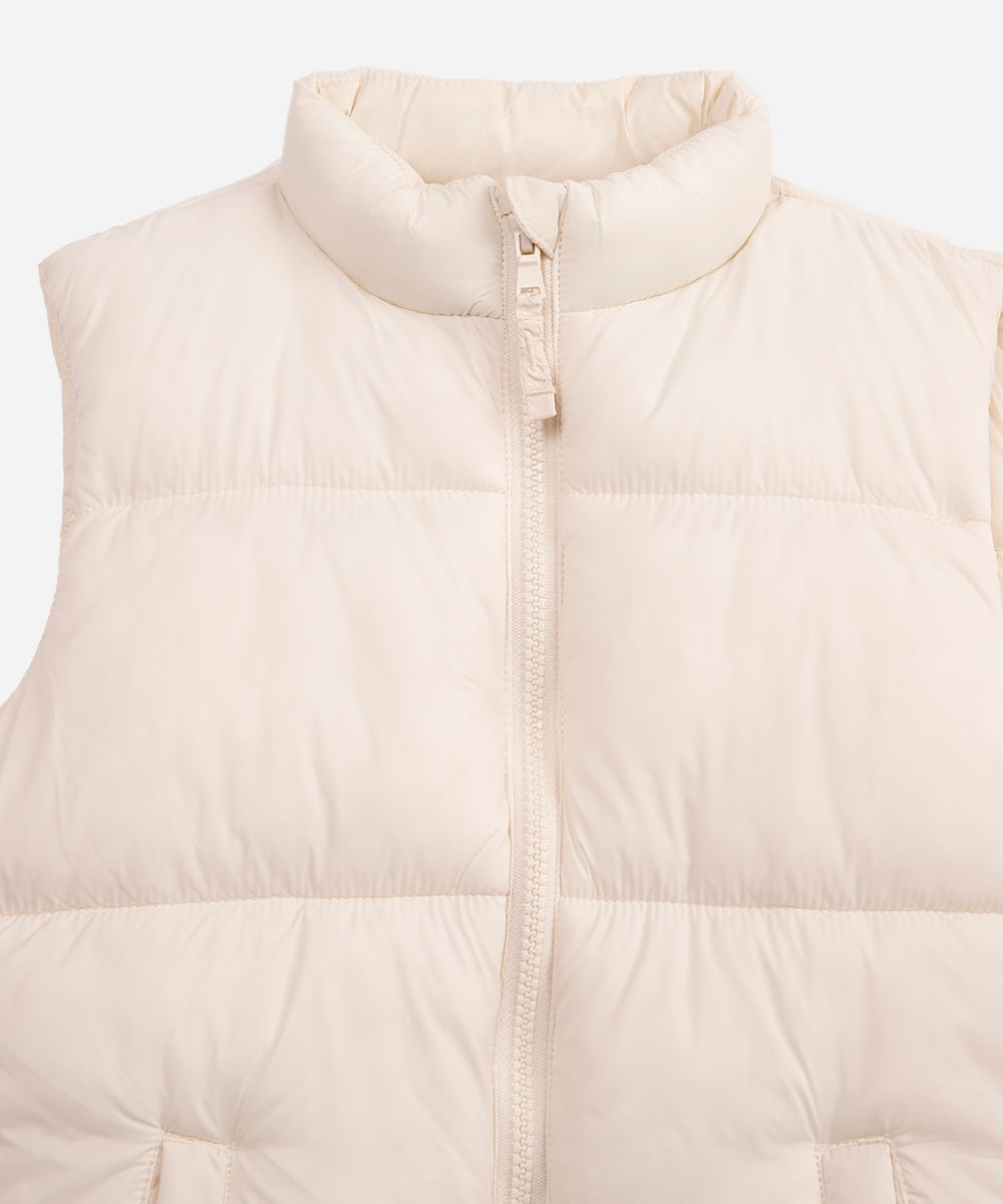 colete puffer infantil alongado bege