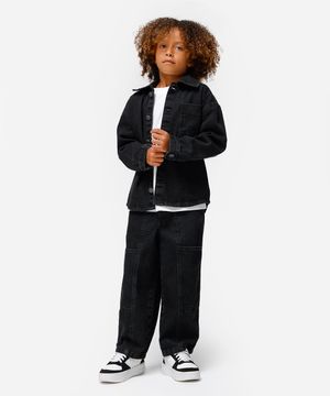 jaqueta shacket infantil jeans preta