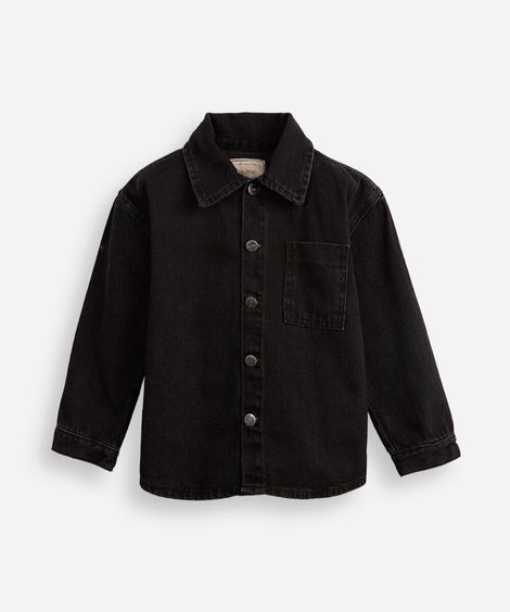 jaqueta shacket infantil jeans preta