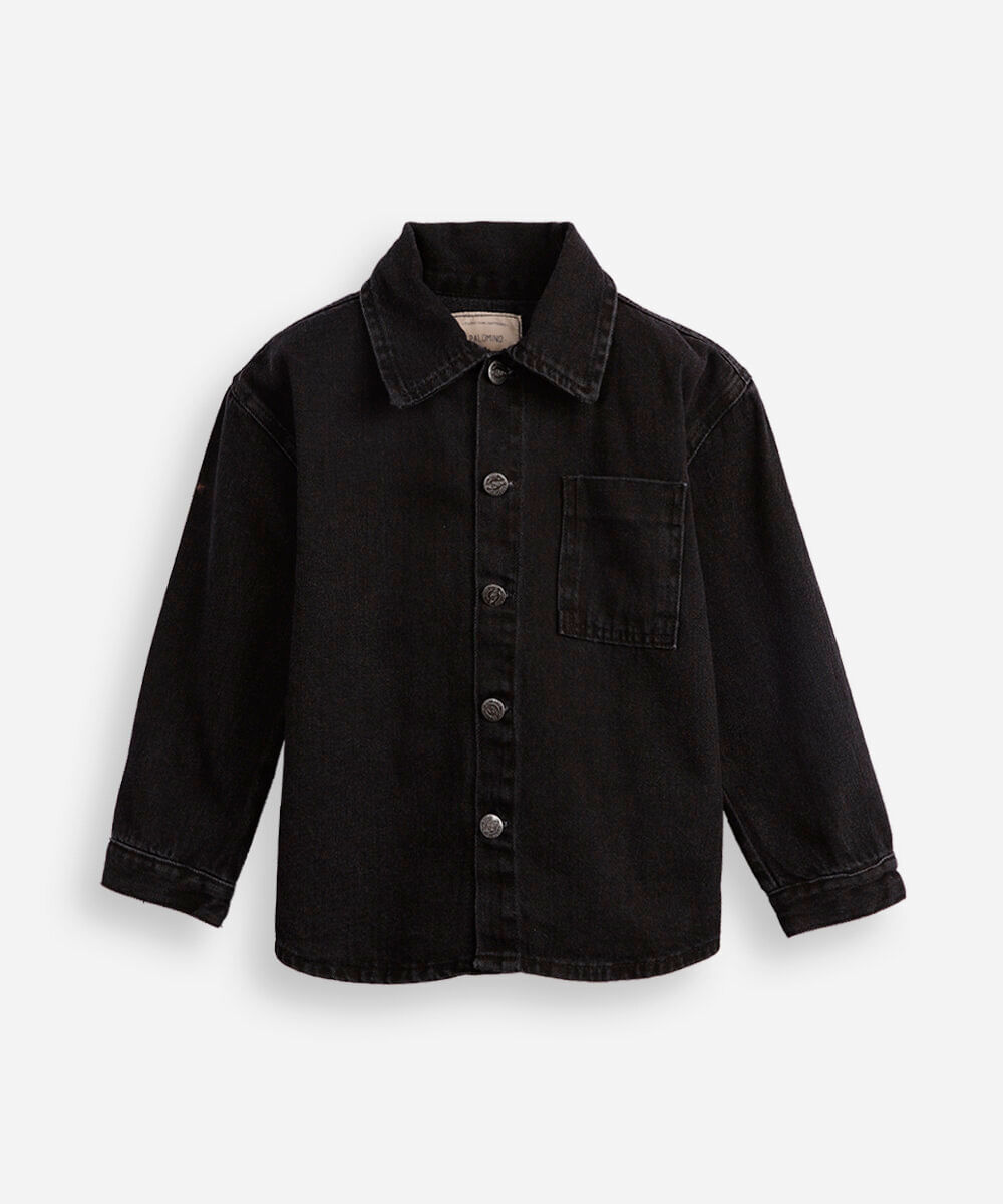 jaqueta shacket infantil jeans preta