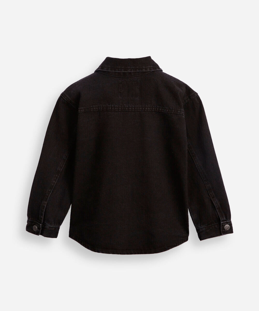 jaqueta shacket infantil jeans preta