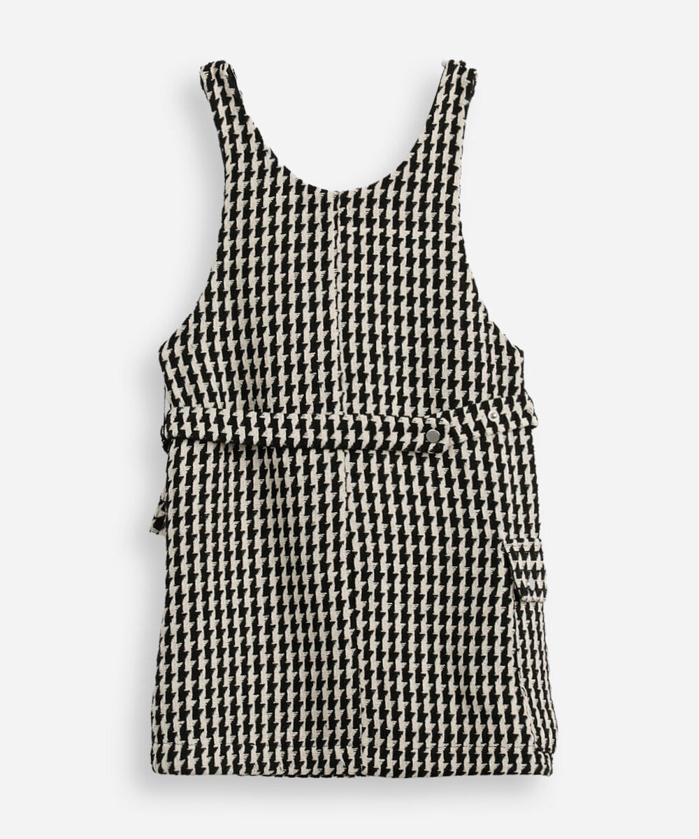 vestido infantil pied de poule com pochete colorido