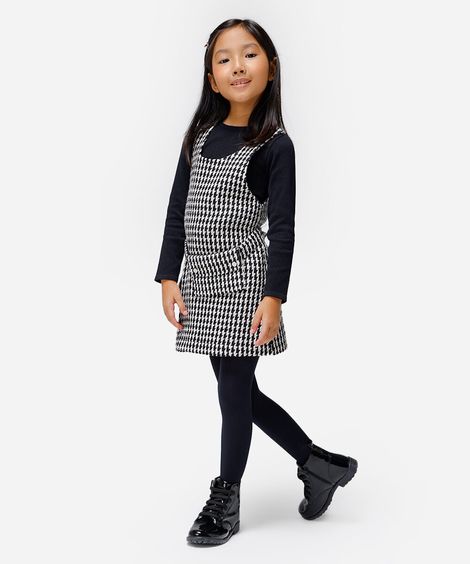 blusa canelada infantil manga longa preta