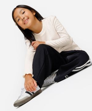 blusa infantil manga longa texturizada com fru fru off white
