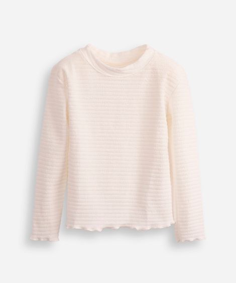 blusa infantil manga longa texturizada com fru fru off white